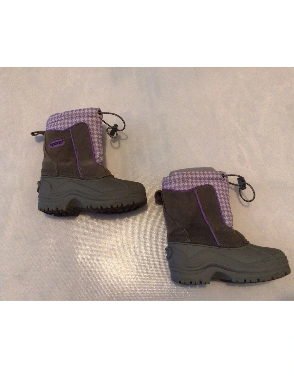 Sporto Frost II-G Kids Size 11M Waterproof Snow Boots Gray Purple Houndstooth